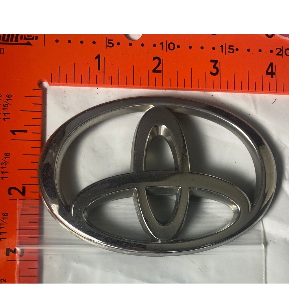 Toyota Emblem Logo Badge Chrome Silver Front Rear Trunk Hood 4.75 x 3.25 Inch